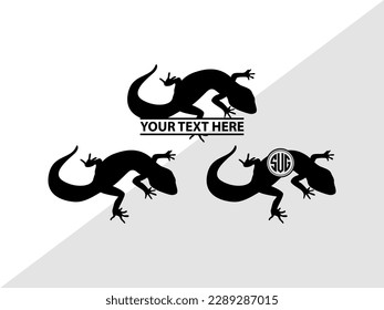 Gecko Monogram Vector Illustration Silhouette