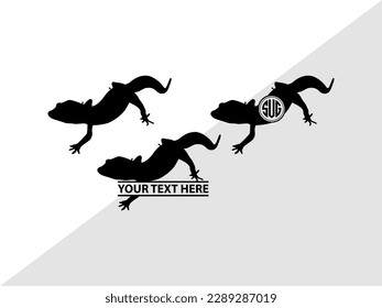 Gecko Monogram Vector Illustration Silhouette