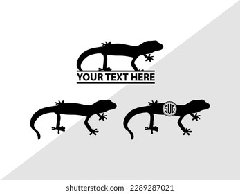 Gecko Monogram Vector Illustration Silhouette