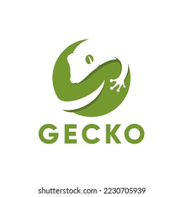 Gecko Negative Space logo inspiration, Green, Circle