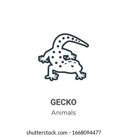 Gecko outline vector icon. Thin line black gecko icon, flat vector simple element illustration from editable animals concept isolated stroke on white background