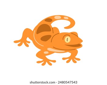 Gecko reptile pet doodle hand drawn character. Cute smiling exotic lizard in linear cartoon style. Editable stroke illustration