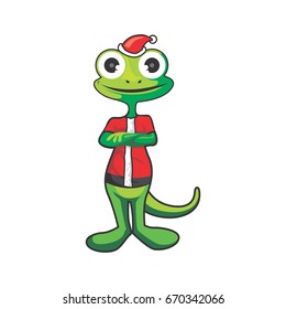 gecko with santa claus look