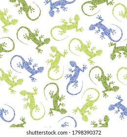 Gecko seamless colorful pattern. dinosaur cartoon , cartoon seamless pattern background. Talavera ornamental ceramic. Ethnic folk ornament.