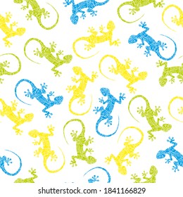 Gecko seamless colorful pattern. Traditional decorative objects. Talavera ornamental ceramic. Ethnic folk ornament.