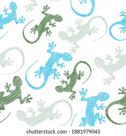 Gecko seamless colorful pattern. Traditional decorative objects. Talavera ornamental ceramic. Ethnic folk ornament.