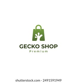 Gecko shop logo, gecko footprint combine with shopping bag logo design modern concept