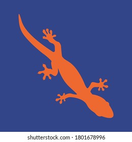 gecko silhouette lizard salamander reptile animal vector illustration trendy colors background 