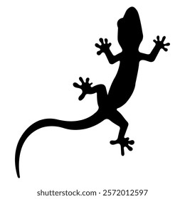 Gecko Silhouette Vector. Lizard on Wall Illustration. White Background.