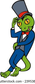 Gecko in suit with top hat