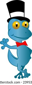 Gecko in top hat with bow tie