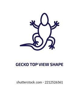 Gecko-Draufsicht Form Symbol aus Kultursammlung. Dünne lineare Gecko-Draufsicht Form, Drache, Reptilien-Umriss Symbol einzeln auf weißem Hintergrund. Linie Vektorgecko-Draufsicht Zeichen, Symbol für Web 