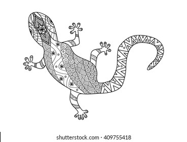 Gecko zentangle style for coloring book