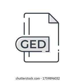 GED Icon. GED File Format extension line icon.