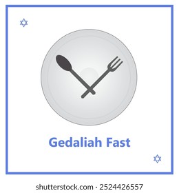 Gedaliah Fast vector, illustration. Empty plate, fork and spoon design.