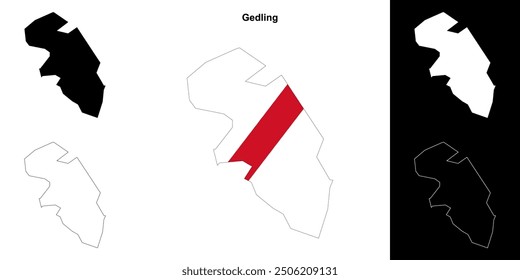 Gedling blank outline map set