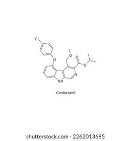 Gedocarnil flat skeletal molecular structure Z-drug (nonbenzodiazepine) drug used in insomnia, anxiety treatment. Vector illustration.