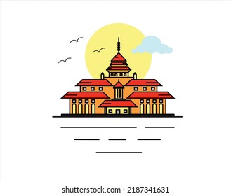 Gedung Sate Bandung | Bandung Satay Tower | Bandung City Iconic Landmarks Building Icon Vector Eps Illustratios Indonesian