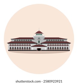 Gedung Sate in Bandung, West Java, Indonesian Historical Landmark Building Vector