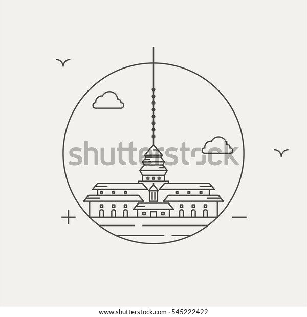 Gedung Sate Building Satay Line Icon Stock Vector Royalty Free 545222422 4588