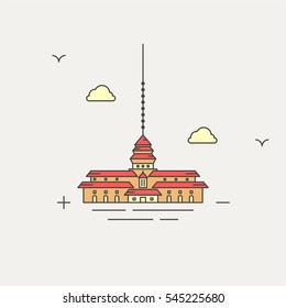 gedung sate satay building bandung icon vector eps