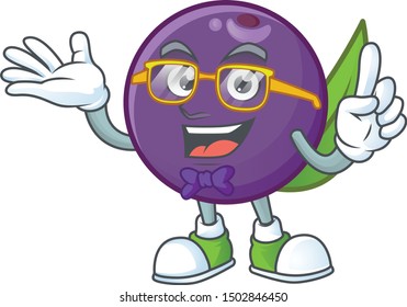 Geek acai berries cartoon character for health