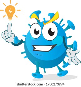 Geek alien germ character giving you a bright solution