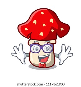 Geek amanita mushroom character cartoon