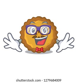 Geek apple pie on a cartoon table