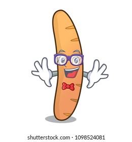 Geek baguette character cartoon style
