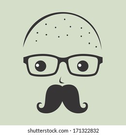 geek bald guy with mustache