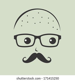 geek bald guy with mustache