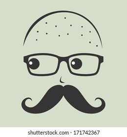 geek bald guy with mustache