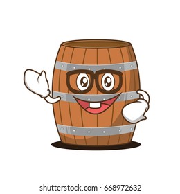 Geek barrel character cartoon style vector illustration