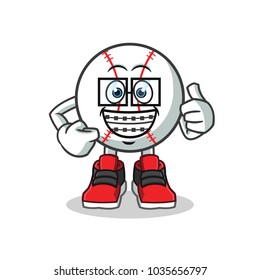geek baseball mascot vector cartoon illustration