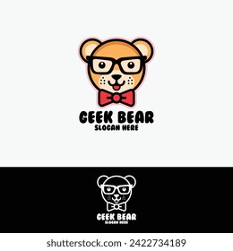 plantilla de diseño del logotipo del vector del oso geek