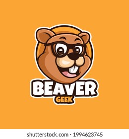 Geek Beaver Creative Cartoon Mascot Logo Design