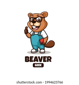 Geek Beaver Creative Cartoon Mascot Logo Design