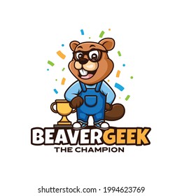 Geek Beaver Creative Cartoon Mascot Logo Design