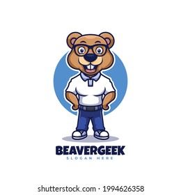 Geek Beaver Creative Cartoon Mascot Logo Design