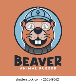 GEEK BEAVER MASCOT LOGO SUITABLE FOR LOGO, STICKER AND PRINT DESIGN