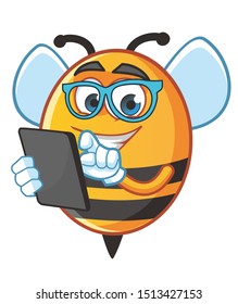 geek bee mascot character vector design