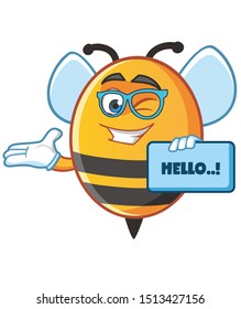 geek bee mascot character vector design