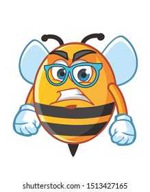 geek bee mascot character vector design