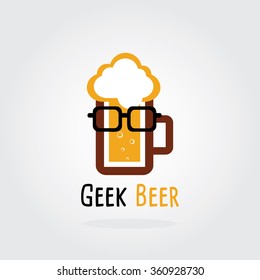 Geek Beer Logo Concept. Brewery Vector illustration.
