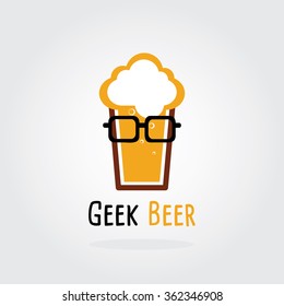 Geek Beer Logo Concept. Brewery Vector illustration. Draft beer.