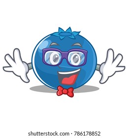 Geek blueberry character cartoon style