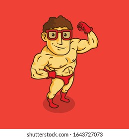 Geek Bodybuilder Man Character Vector