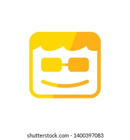 Geek Box Smile Square Shape Yellow Symbol Design