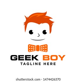 geek - boy logo vector design template